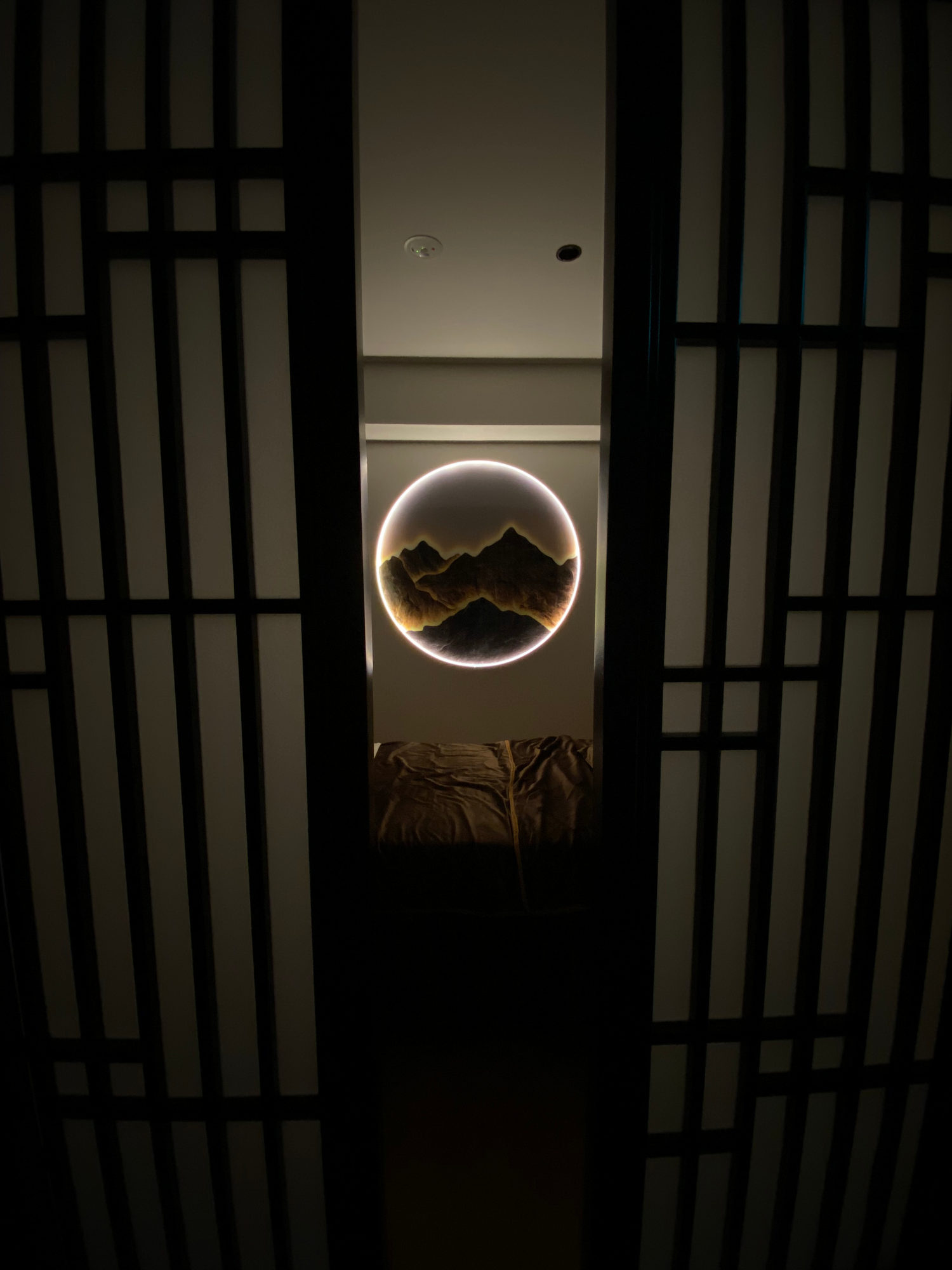 Mountain light artwork on our wall
